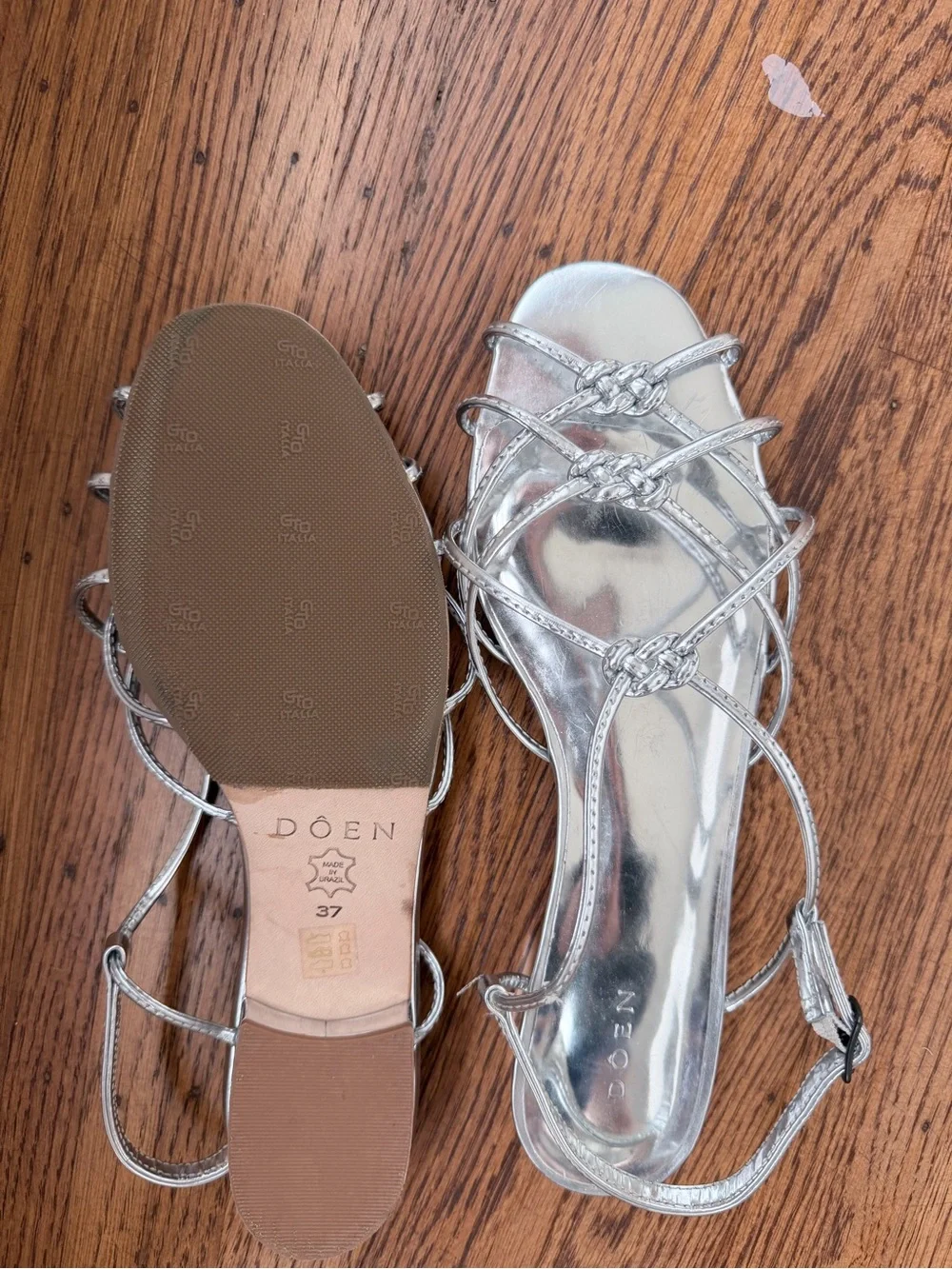 Silver metallic Strappy Doen sandals